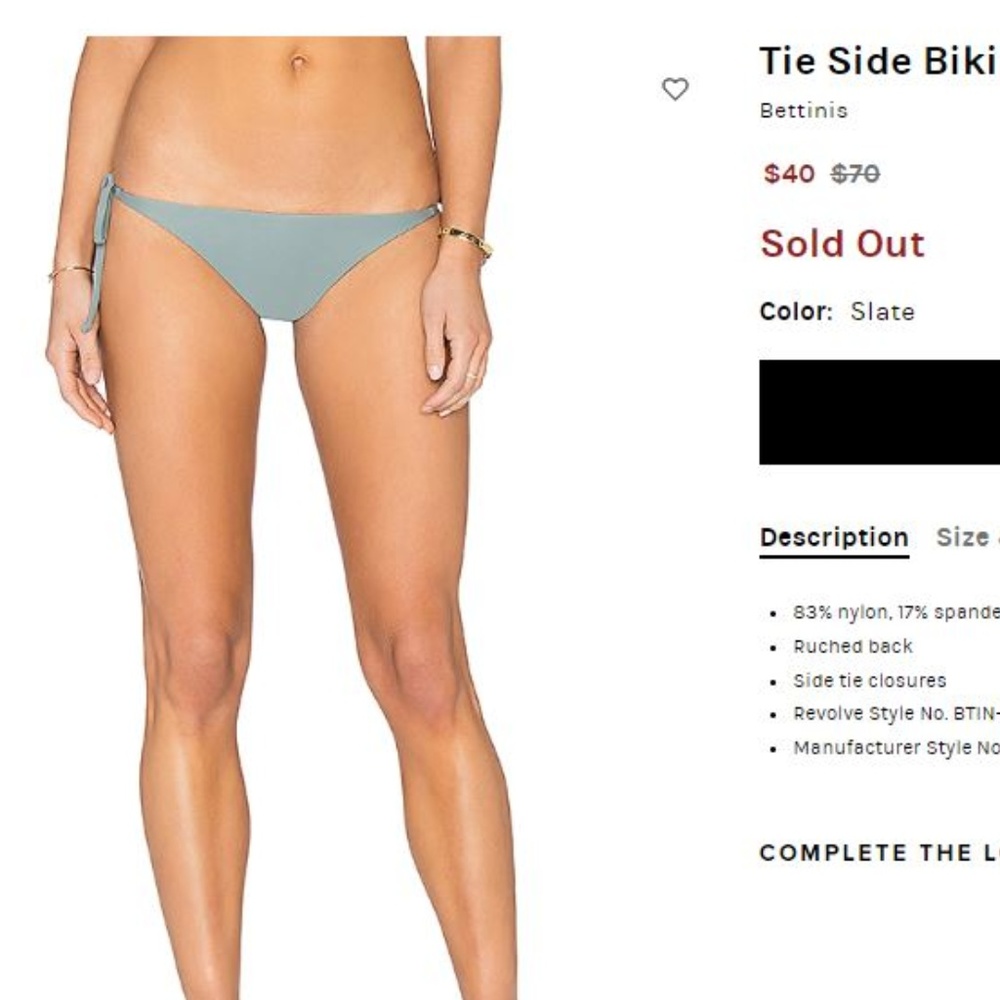 NWOT / Bettinis Tie Side Bikini Bottom